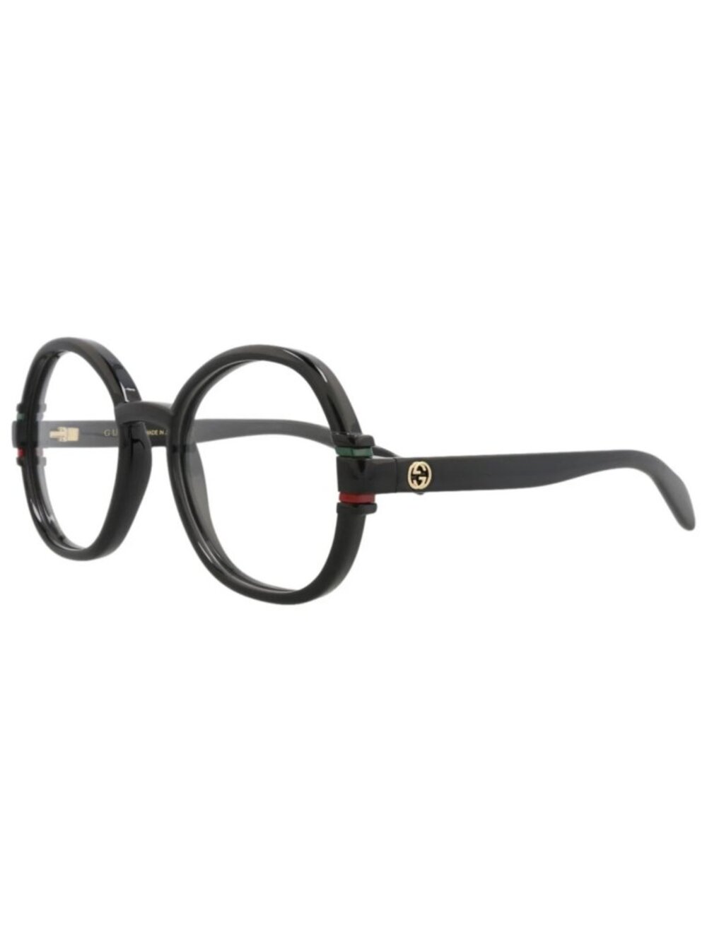 New Gucci Women's Eyeglasses Round Oval Injection Frame Black Black Transparent